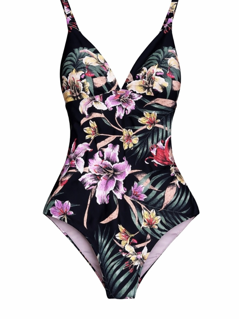 O’Neill Sunset One Piece Swimsuit Black Floral Lace Up Back Resort Wear Beach